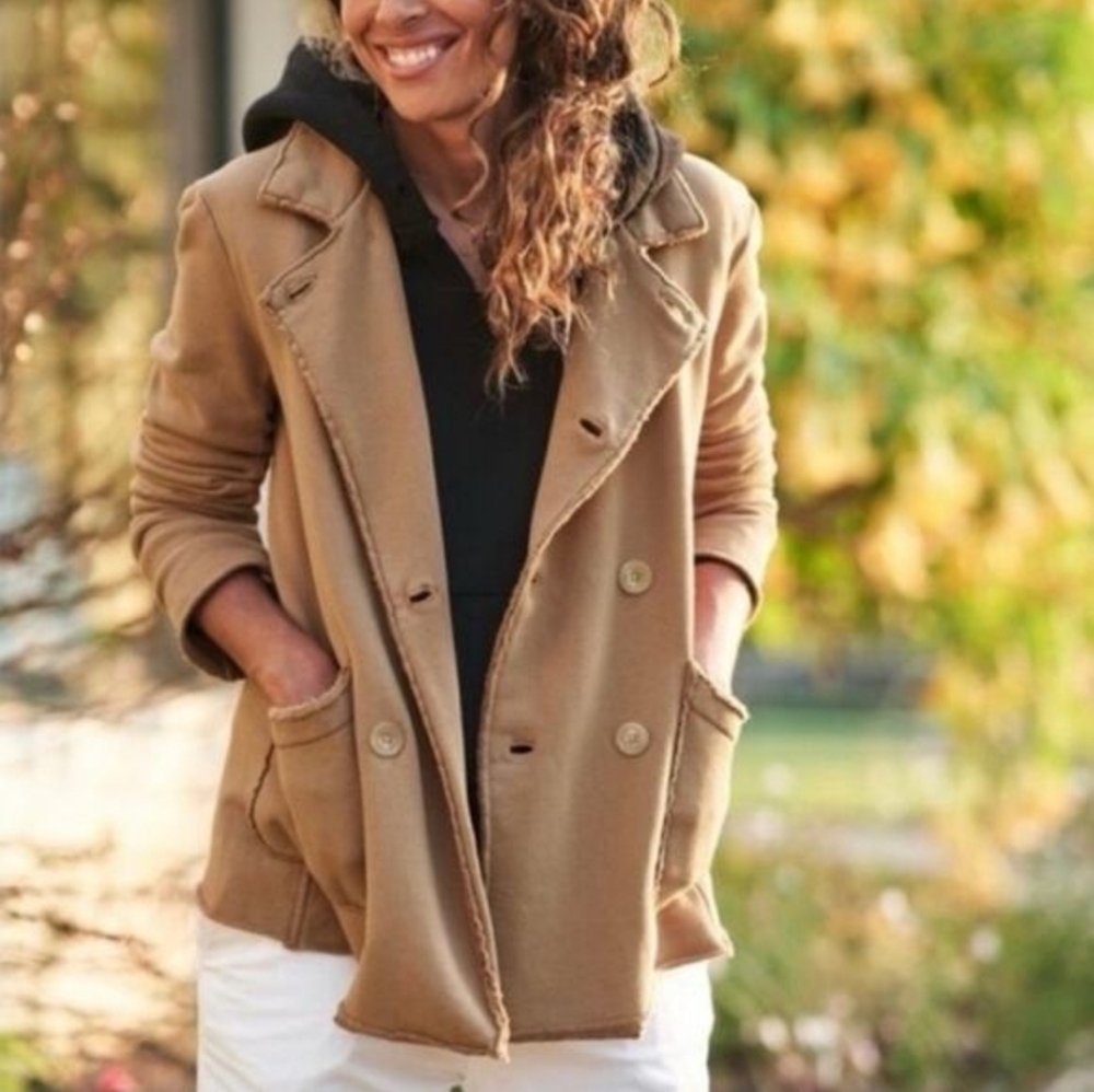 Frank & Eileen Triple Fleece Belfast Peacoat‎ In Biscotti
